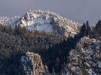 Abendlicht auf Felsturm und Felswand im Scheibenwand Kamm